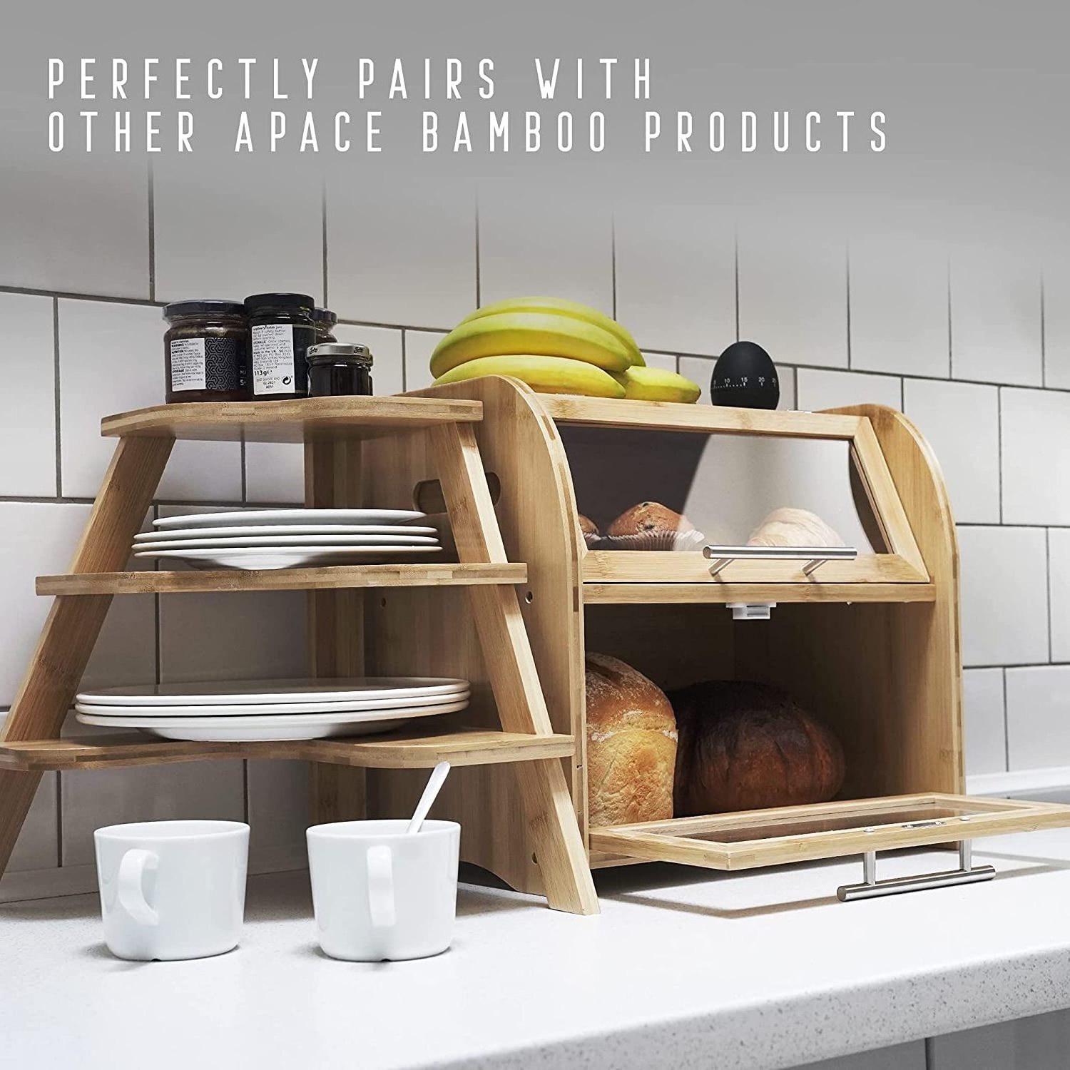 Hot sale bamboo 3-tier countertop corner kitchen cabinet space savers display shelf spice storage  rack plate organizer