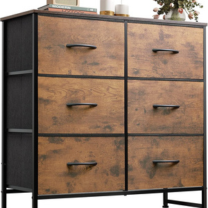 New style 6 Drawer Double Dresser, Storage Tower with Fabric Bins  Chest of Drawers for Closet