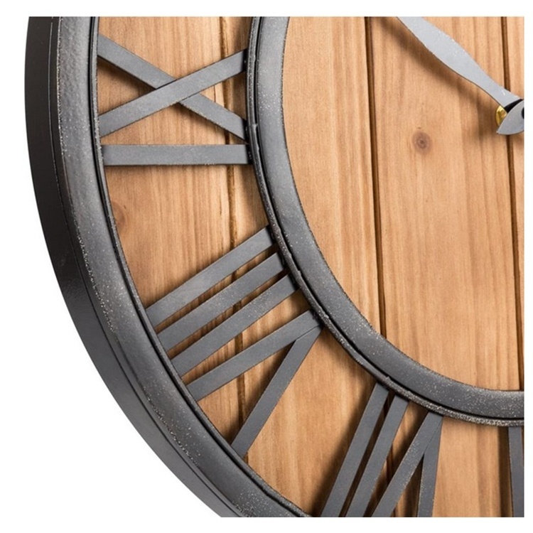 High quality round wall clock  wooden frame wooden  modern for office wall clock