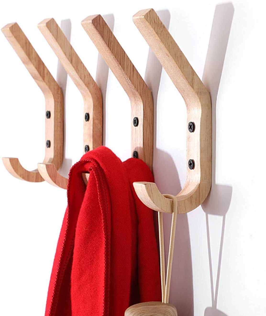 Wooden Wall Hooks, Decorative Natural Wood Coat Hanger,  Mounted Towel Rack for Hanging Jacket, Bags, Backpacks,  Mugs.