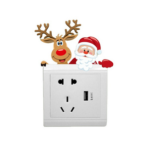 High Quality Christmas Bedroom Switch Stickers Home Decoration Snowman Christmas Elk Wall Stickers for Switch