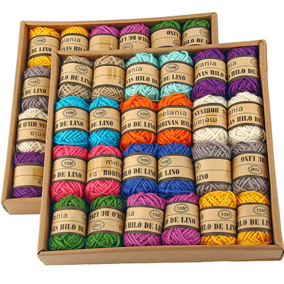 2MM 3ply jute yarn colorful jute rope DIY  decorative yarn