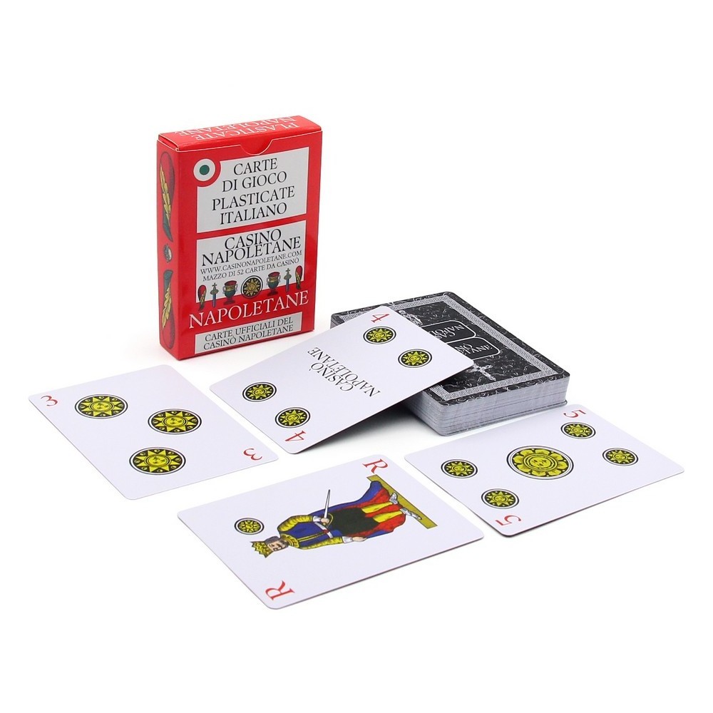 waterproof plastic Briscola scopa played with a standard Italian 40 deck neapolitan characteristic cards Italian playing cards