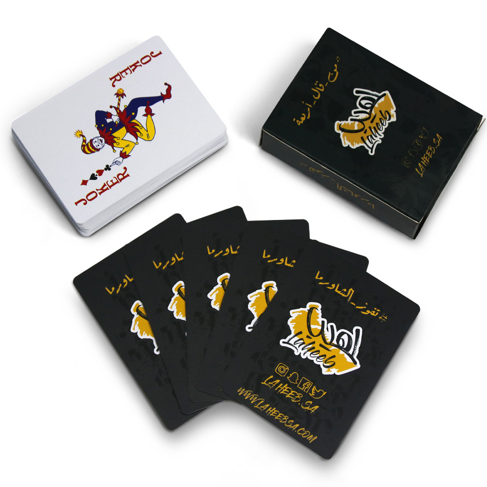 Custom Genuine Plastic Poker Dubai Burj Al Arab Gold Luxury Double Deck Pvc Premium Logo Spanish Playing Card