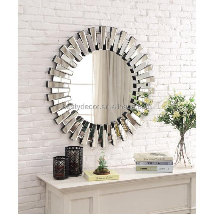 3D Vanity Sunrise Flower zip design Bevel Glass Round Modern Eco-friendly Wall Decor Mirror