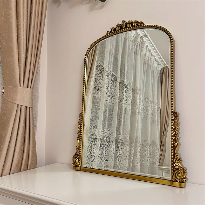 Decorative Frame Mirror Bedroom Modern Arched Shape Wall Wood Aesthetic Wall Hanging Home Decor Mirror