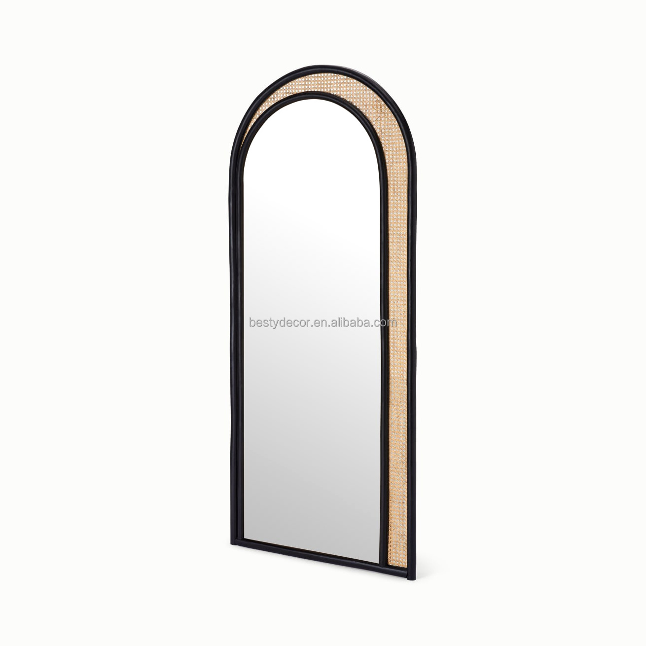 Rattan Wall Arched Mirrors Large Decorative Body Full Length  Mirror For Living Room Bedroom