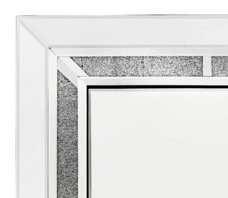 Square Silver Mirror for Wall Decoration Crystal Crush Diamond Sparkly Wall Hang Frameless Bling Vanity Mirror