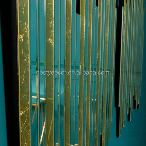 Modern Custom Strip Gold and Clear Metal Framed Bevelled Mirror Narrow Leaner Mirror