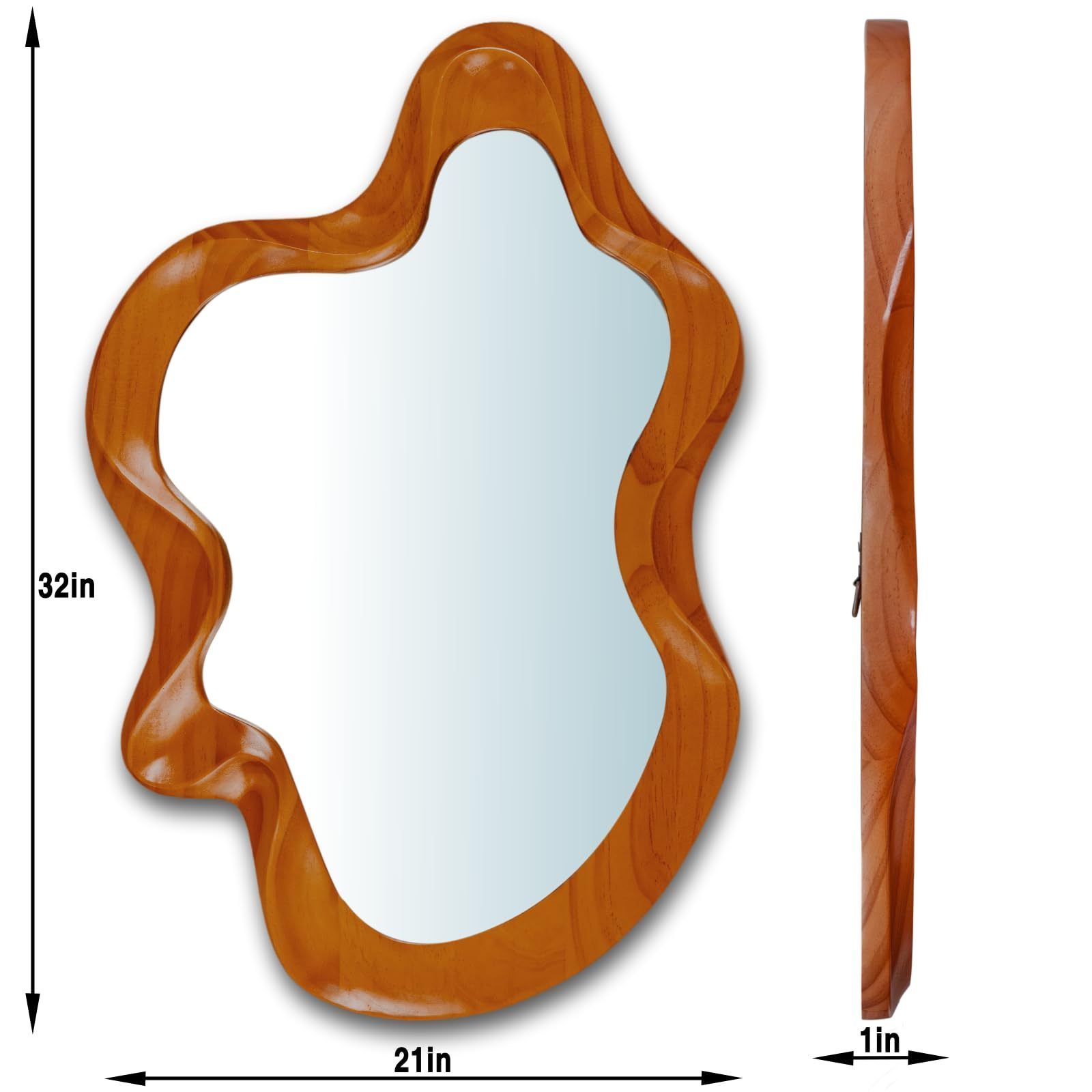 2024 Hot Sale Unique Aesthetic Cloud Mirror For Entrance Asymmetrical Decor Wood Frame Mirror Irregular Shaped Wall Mirror