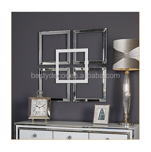 Hot selling quality frameless hoop hanging wood backboard beveled glass wall mirrors home decor luxury