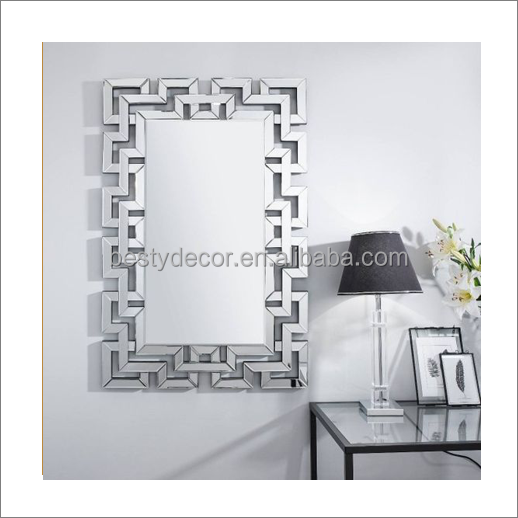 Luxury Sparkly Crystal European Living room Furniture Home Decoration 80cm Diamond Silver Bevel Wall Spiegel espejo Mirror