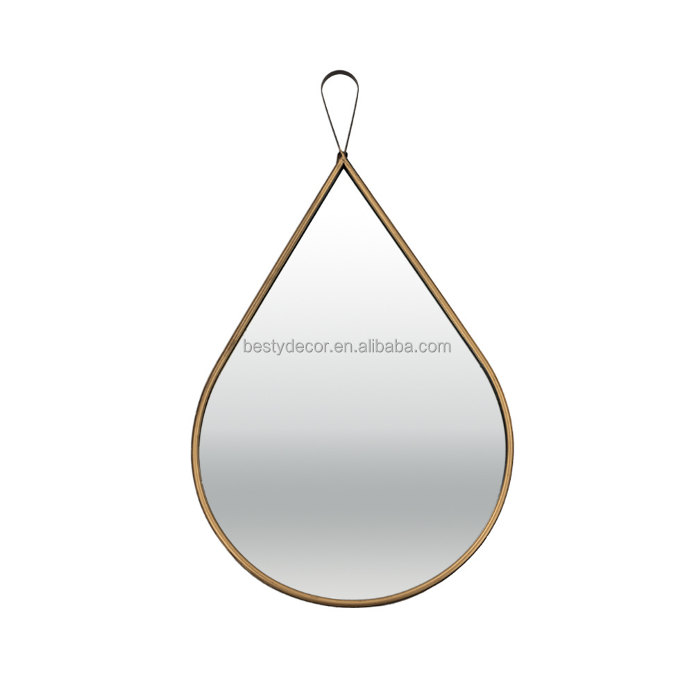 New Modern Decorative Metal Water Drop Shaped Wall Mirror For Living Room Bedroom