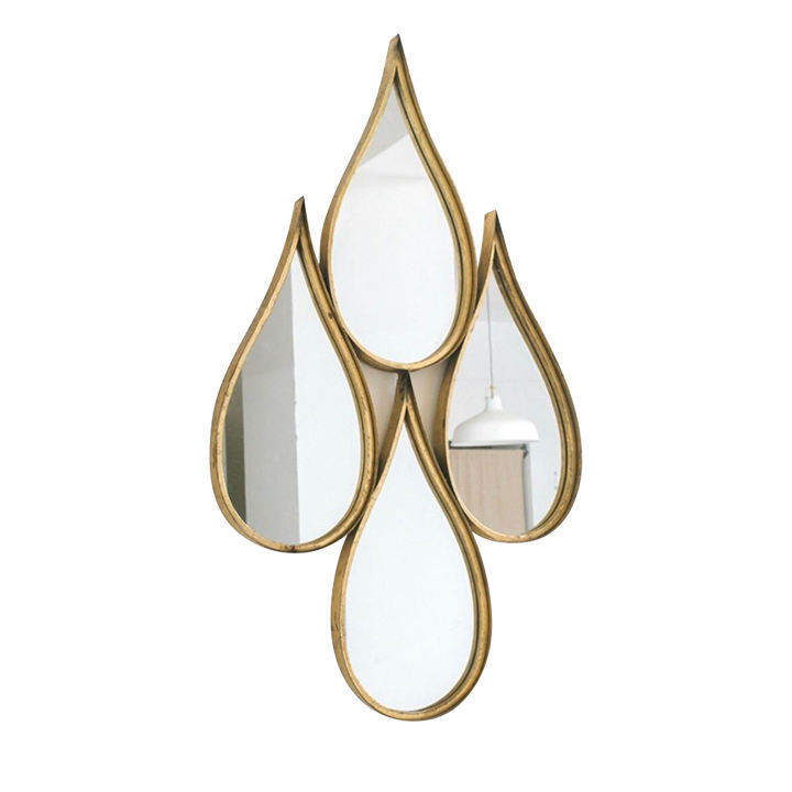 Magnificent Grand Teardrop Mirror Irregular Metal Framed Set of 5 Wall Decorative Mirror