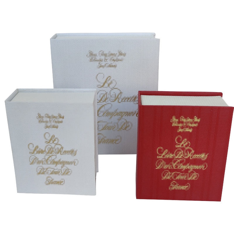 Wholesale book shaped gift packaging boxes high quality decorative fake book with hot stamping