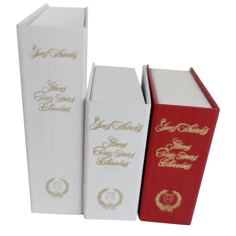 Wholesale book shaped gift packaging boxes high quality decorative fake book with hot stamping