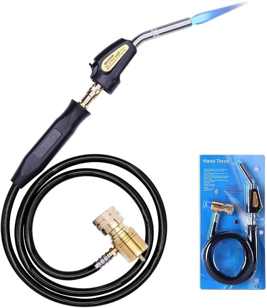 MAPP Gas Turbo Torch with Hose, Propane Torch Hand Hose Kit for MAP Pro Cylinders Brazing Soldering Welding Plumbing Tool