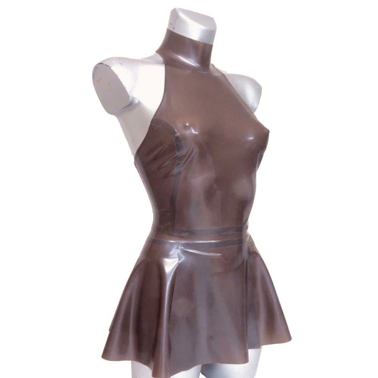 100% latex Rubber Gummi Brown Jumpsuit fashion comfortable handsome racing uniform xs-xxl 0.4 mm