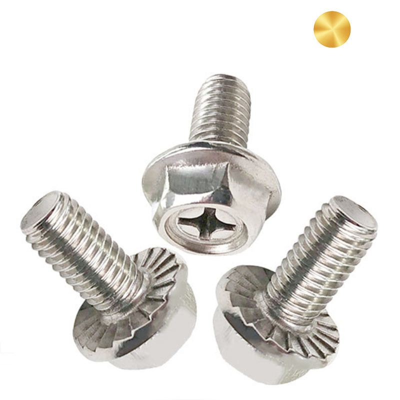 Bolt screw whole SS stainless inox DIN6921 serrated hexagon head flange bolt hex washer head screws m8 m10