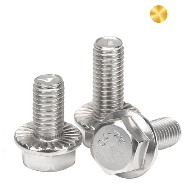 Bolt screw whole SS stainless inox DIN6921 serrated hexagon head flange bolt hex washer head screws m8 m10