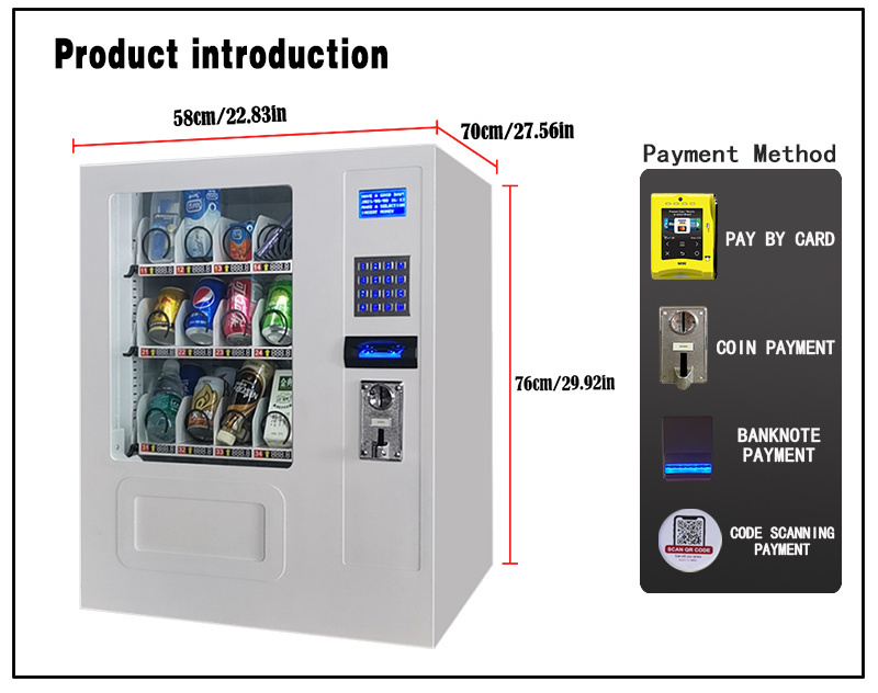 credit card customized wall mount vending machine for foods snacks and drinks for small business