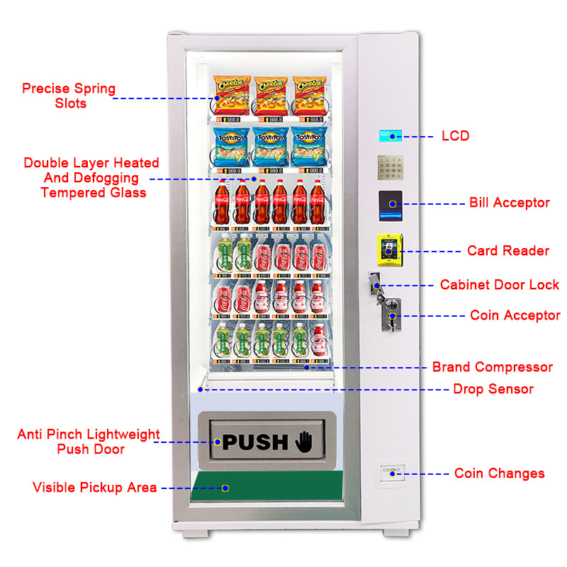 China Vending Machine Manufacturer Convenient Store Vending Machines For Food And Drinks Snacks with coin changer