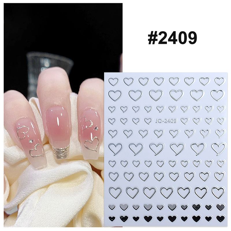 Factory Wholesale Fashionable Design Fingernail Decals 3D Heart Moon Stars Shape Meteor Nail Art Stickers