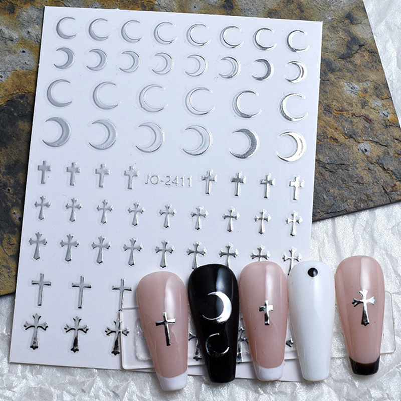 Factory Wholesale Fashionable Design Fingernail Decals 3D Heart Moon Stars Shape Meteor Nail Art Stickers