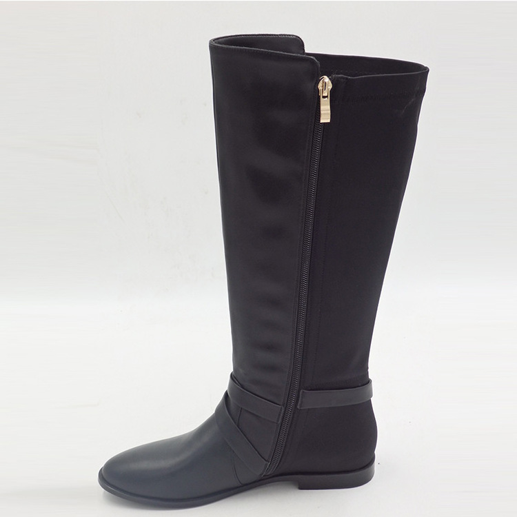 Women Dress Ladies Autumn Winter High Quality Casual Work Flat Pu Black Girl Stylish Long Boots