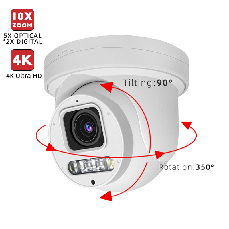 8MP 5x Zoom PTZ POE Dome IP Camera Hik Compatible Waterproof  Dual Light Full Color 4K Outdoor Network security Camera