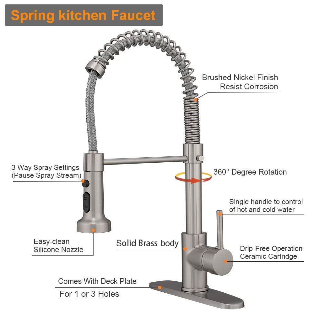 Hot Selling Fashionable Flexible Sink Kitchen Faucet With Spring Pull Down Spray Head Sink Mixer Tap