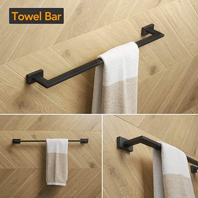 Wall Mounted Stainless Steel Matte Black Bathroom Towel Holder Hardware Sets Towel Bar Bathroom Towel Rack Accessories Set