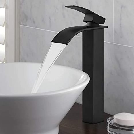 Matte Black Stainless Steel Tall Toilet Taps Single Handle Waterfall Bathroom Sink Faucet