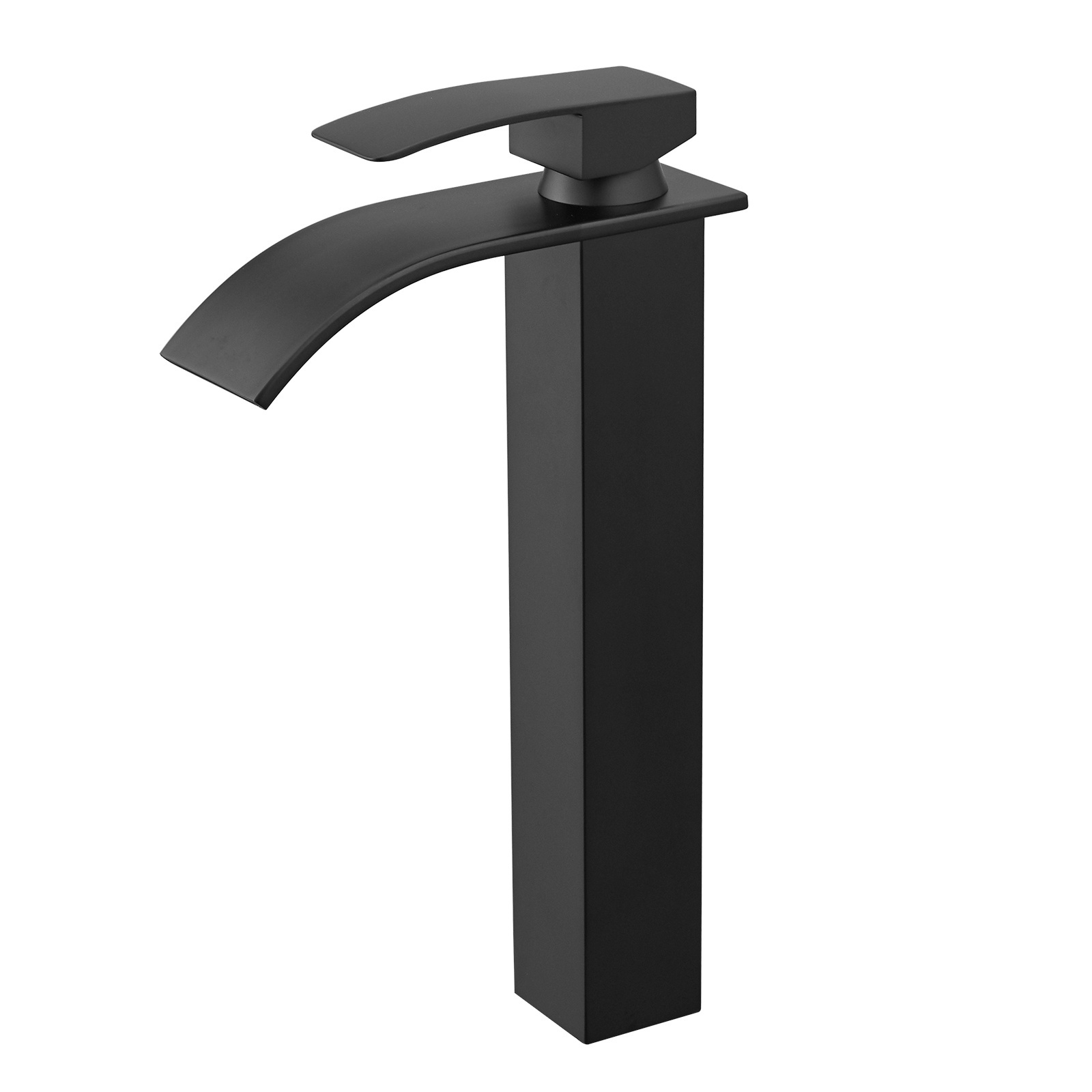 Matte Black Stainless Steel Tall Toilet Taps Single Handle Waterfall Bathroom Sink Faucet