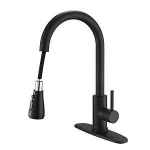 Single Handle Kitchen Faucet with Pull Down Sprayer Single Lever 3 Function Laundry Room Faucet  Copper Matte Black