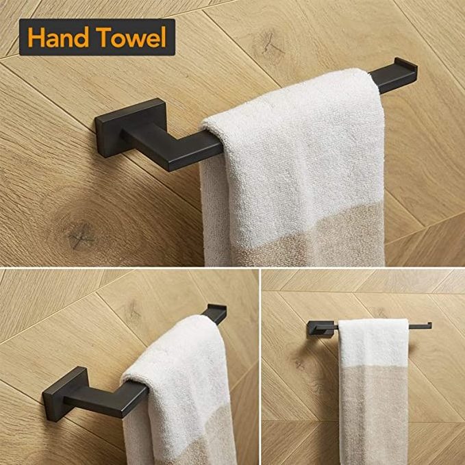 Wall Mounted Stainless Steel Matte Black Bathroom Towel Holder Hardware Sets Towel Bar Bathroom Towel Rack Accessories Set