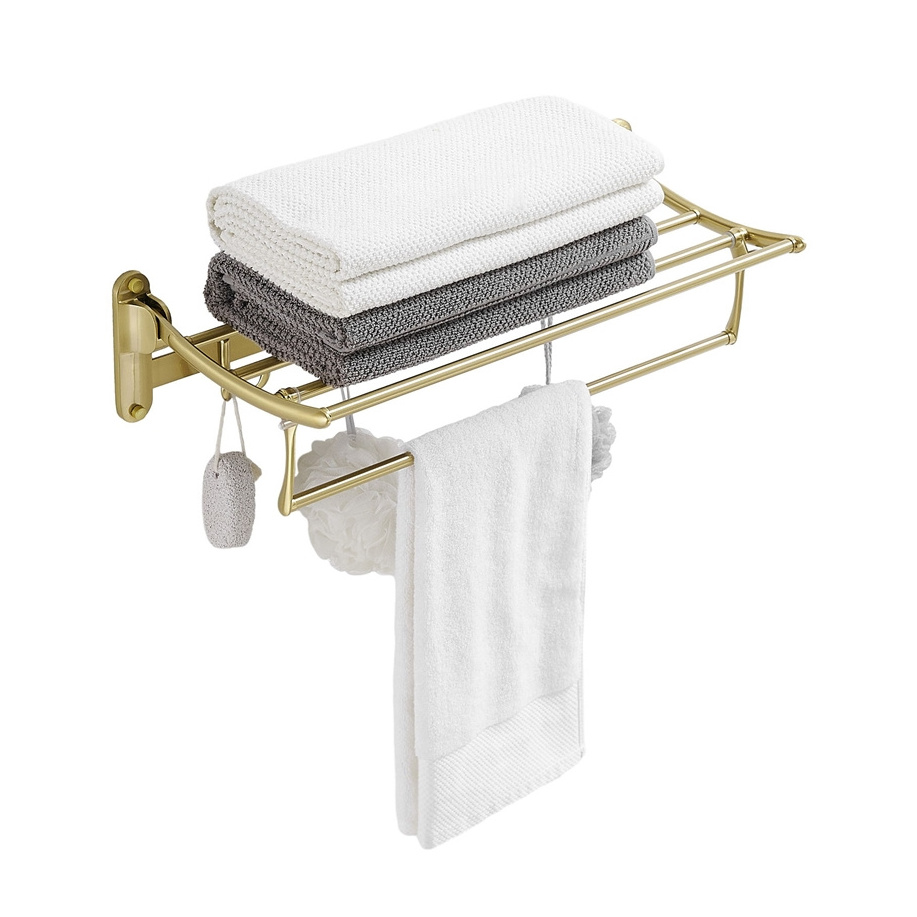 Bathroom Stainless Steel Corner Bath Towel Racks with Hook Wall Mounted Folding Towel Rack