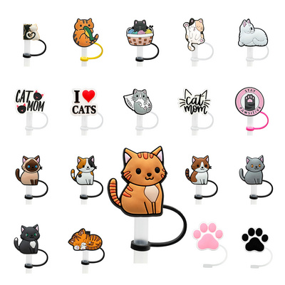 10mm Prevalent Cute Animal Straw Cover Cap For 40&30 oz Tumbler kawaii cat Straw Topper Reusable Drinking Straw Tips Lids