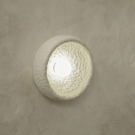 Minimalist White Round Cone Bedroom Wall Sconce Lamp Home Hotel Bedside Wabi-sabi LED Wall Light