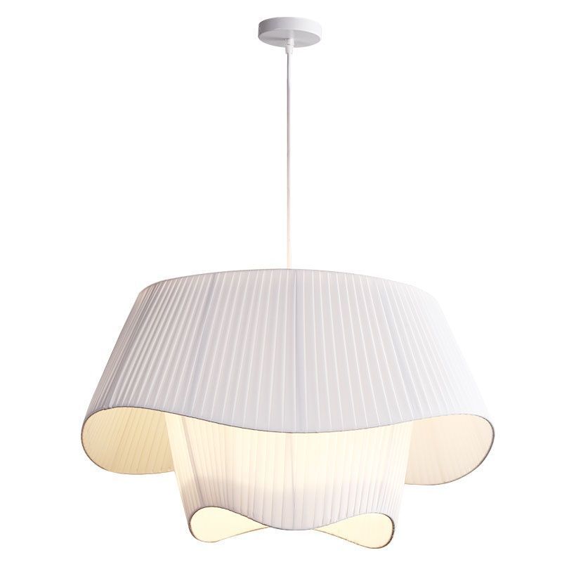 French Style Minimalist Modern Living Room Bedroom Restaurant Home Hotel Pleated Fabric LED Chandelier Light Ceiling Lamp