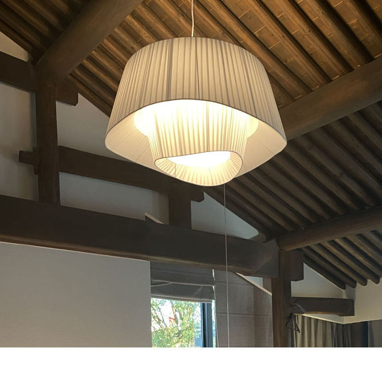 French Style Minimalist Modern Living Room Bedroom Restaurant Home Hotel Pleated Fabric LED Chandelier Light Ceiling Lamp