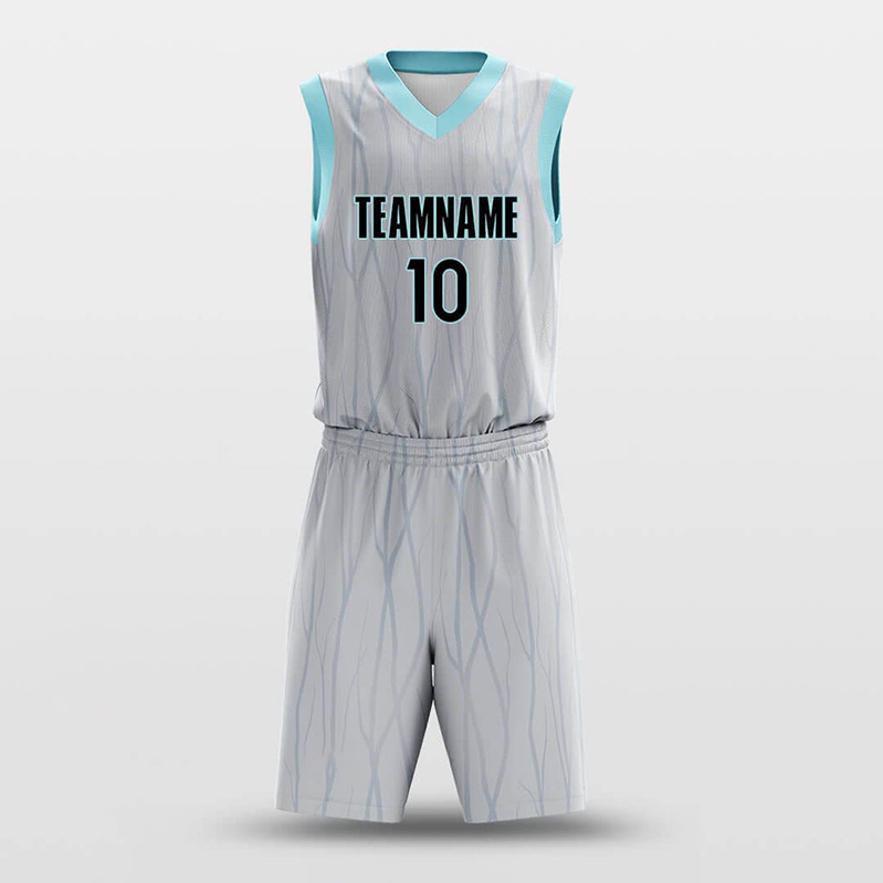 2024 Latest Design Blank Mesh Breathable Gray Basketball Jersey Uniform Set