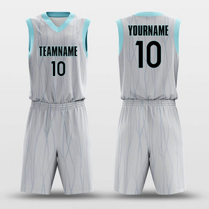 2024 Latest Design Blank Mesh Breathable Gray Basketball Jersey Uniform Set