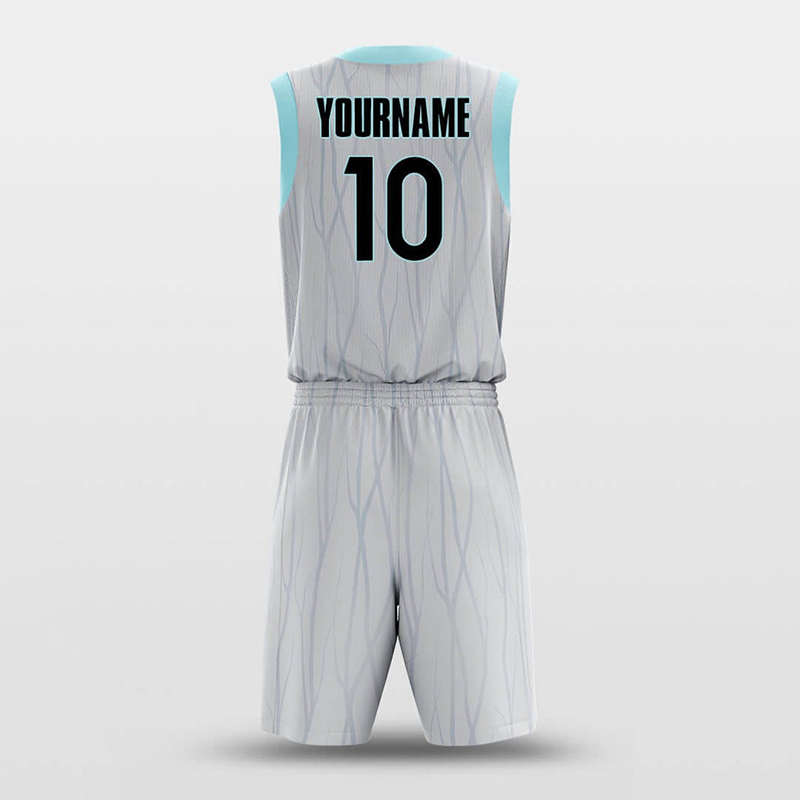 2024 Latest Design Blank Mesh Breathable Gray Basketball Jersey Uniform Set