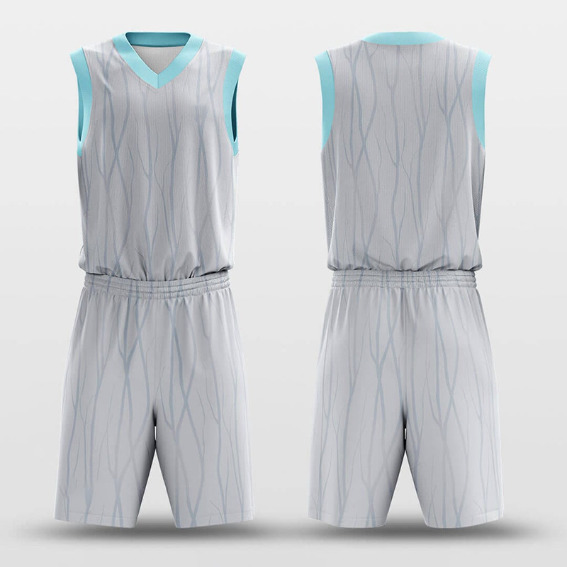 2024 Latest Design Blank Mesh Breathable Gray Basketball Jersey Uniform Set