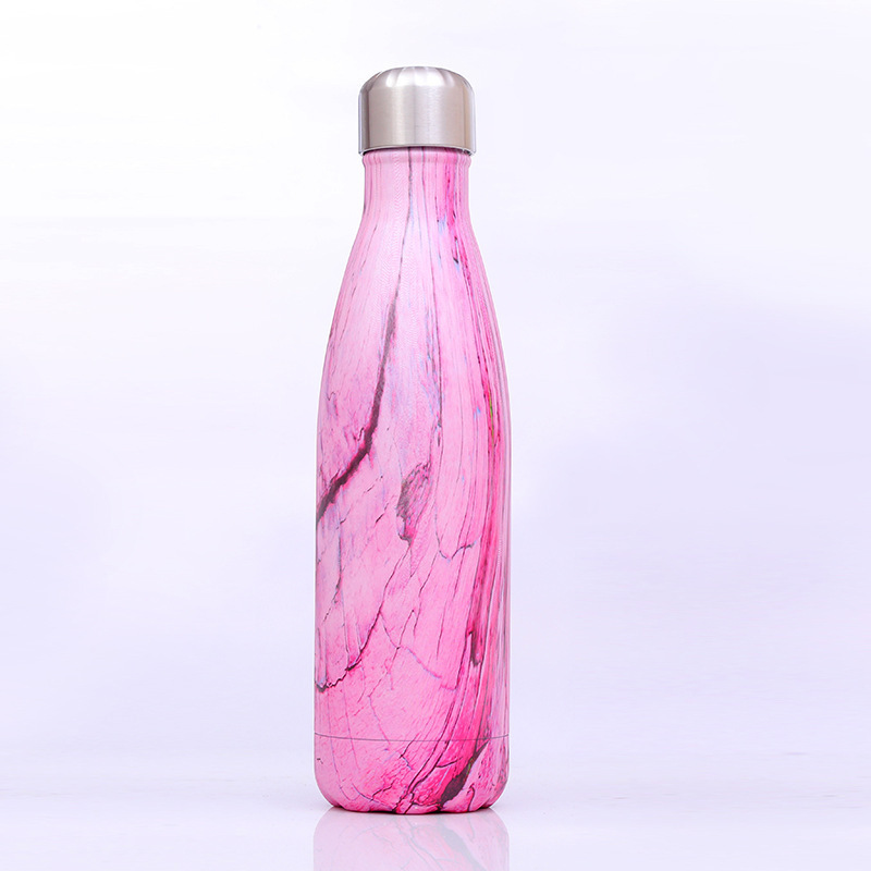 Custom17oz 500ml Double Wall Stainless Steel Wood Grain Sport Flask Insulated Vacuum Travel Cola Water Bottle