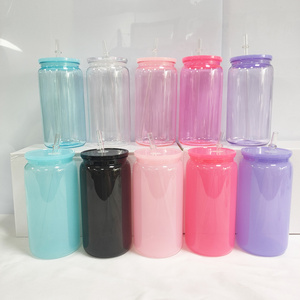 Mixed Colorful custom acrylic Plastic Transparent Jelly 16oz Beer Soda Can libby Glass Cup Tumbler with lid and straw