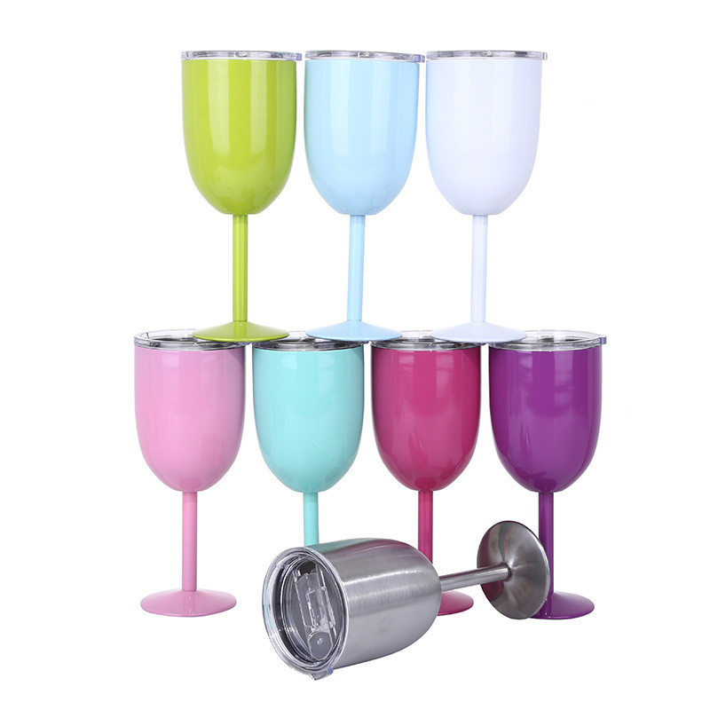 12oz Customized Double Wall Glass Insulated Stainless Steel Stemmed Wine Cup