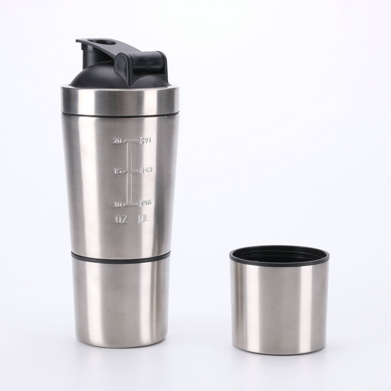 2021 New Detachable Whey Protein Powder Sport Shaker Bottle Stainless Steel Shaker Cup For Gym/Outdoor