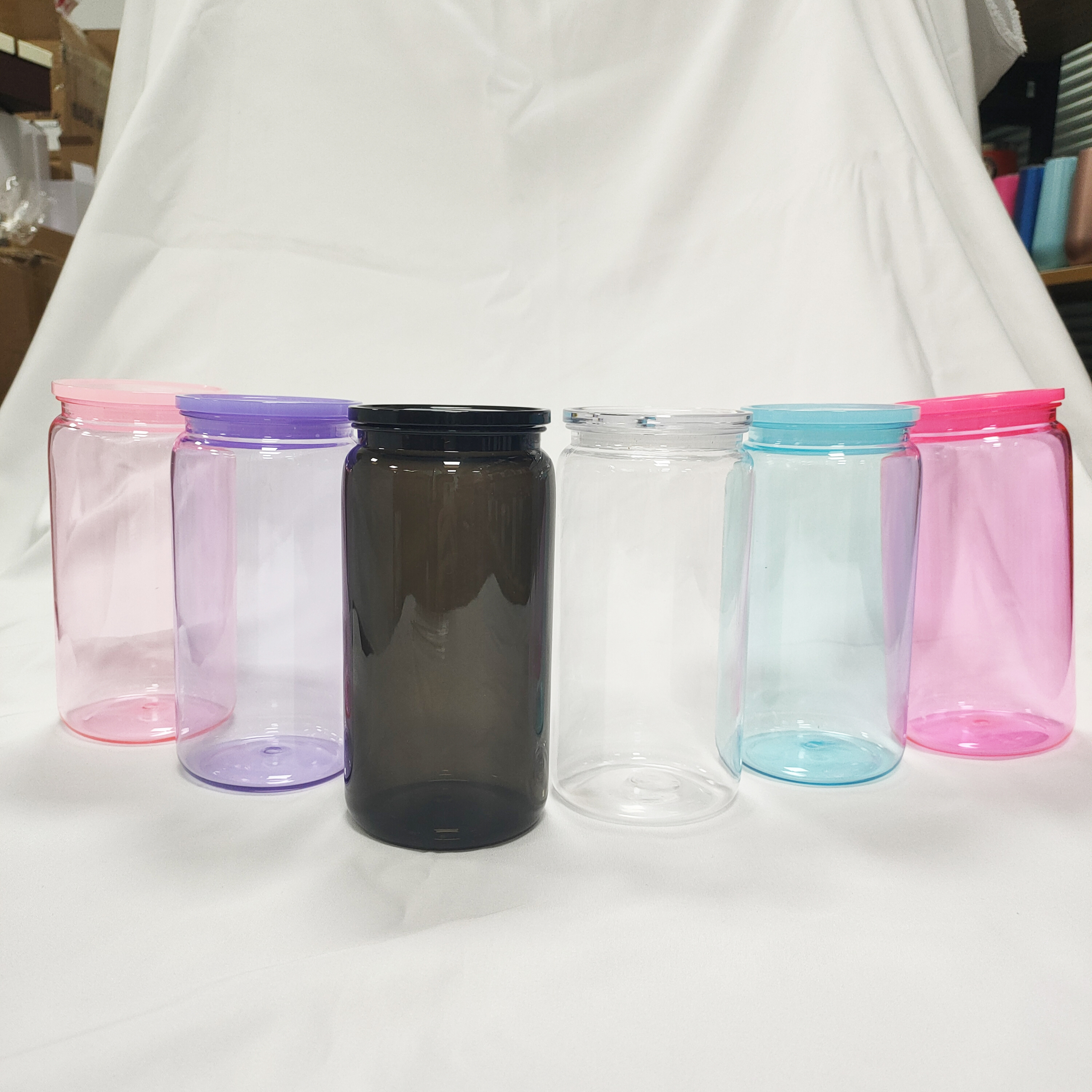 recycled acrylic, plastic manufacturing drink bottle tumbler vaso con pajita 16oz libby plastic can cup with colors lids